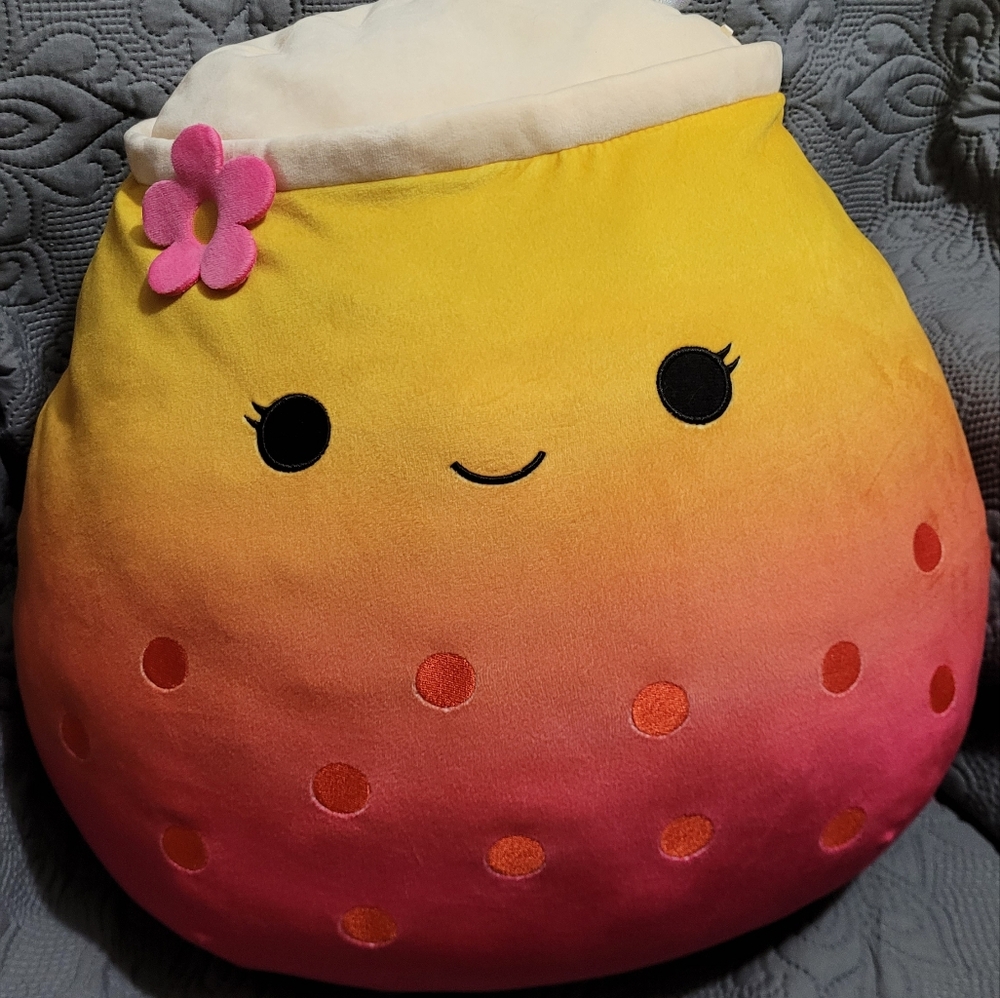 Pink Boba Tea Straw Squishmallow